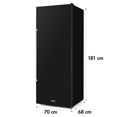 Klarstein Botella Cura - Weinkühlschrank, Getränkekühlschrank, 558 Liter, 224 Flaschen, 1 Kühlzone: 5-22 °C, 17 Holzeinschübe, LCD-Display, Touch-Bediensektion, freistehend, schwarz-silber