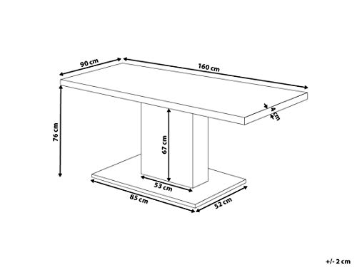 Esstisch für 6 Personen Betonoptik grau rechteckig 160x90 cm mit Sockel Pasadena