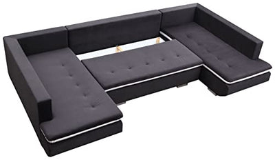 MKS MEBLE Ecksofa - U-Form Sofa Mit Schlaffunktion - Wohnlandschaft - Ausklappbar Bettsofa - Wohnzimmer U Couch - Polstersofa mit Bettkasten - Argent U - Grün Malmo