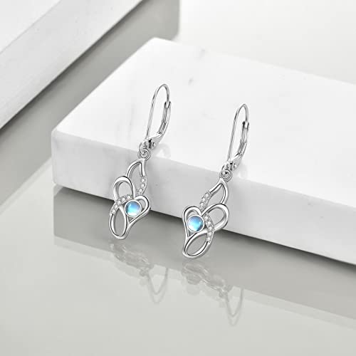 Mondstein Ohrringe Sterling Silber Infinity Herz Mondstein Ohrhänger Irische Kelten Schmuck Geschenke für Damen Teenager Mädchen