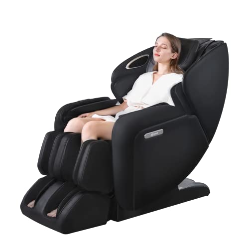 Aront Massagesessel-Zero-Gravity Liegesessel für Ganzkörpermassage,3D-Robotische Hände mit SL-Spur Massage der Wirbelsäule Shiatsu, Bluetooth-Lautsprecher,Heizfunktion Wärmefunktion,RT6891 Schwarz