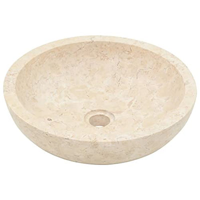 vidaXL Waschbecken Aufsatzwaschbecken Waschtisch Waschplatz Handwaschbecken Waschschale Aufsatzbecken Becken Badezimmer 40x12cm Marmor Creme Naturstein