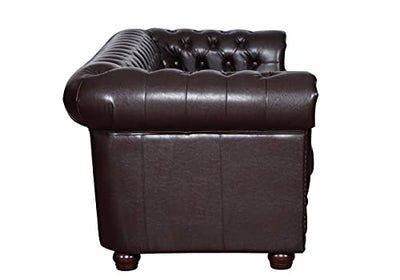 Küchen-Preisbombe Edles Chesterfield Sofa 3 Sitzer in Kunstleder Vintage braun Couch Polstersofa