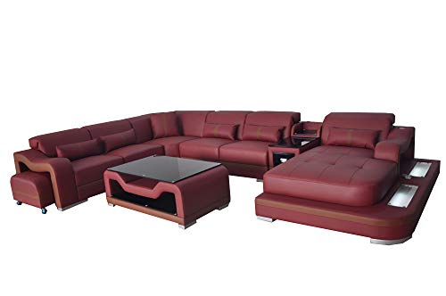 JVmoebel Leder Wohnlandschaft Garnitur Design Modern Ecke Sofa Couch U-Form G8027G Tisch