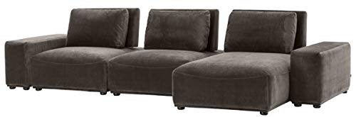 Casa Padrino Luxus Wohnlandschaft Grau/Schwarz 340 x 159 x H. 83 cm - Wohnzimmer Sofa mit 6 Kissen - Luxus Qualität