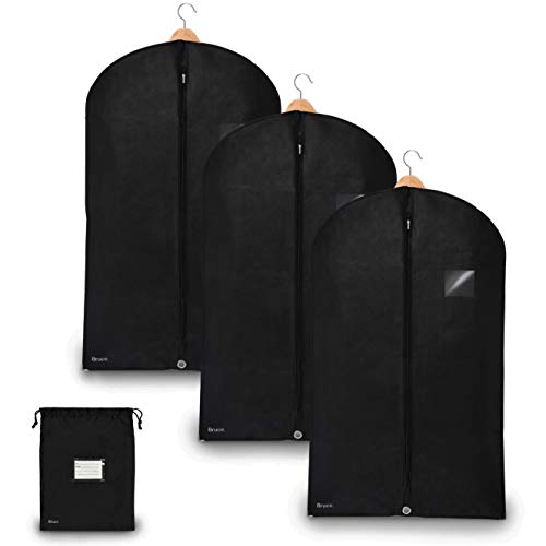 Bruce. ® 3 x Premium Kleidersack inkl. Schuhbeutel I 100 x 60 cm I Optimierte Materialstärke von 120 GSM I Hochwertige Kleiderhülle für Anzug und Kleid I Atmungsaktive Anzugtasche für Reisen