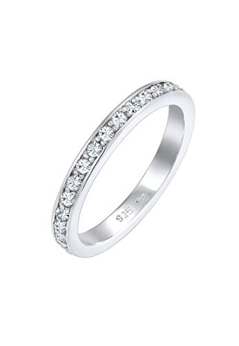 Elli Ring Damen Band Glamourös mit Kristallen in 925 Sterling Silber