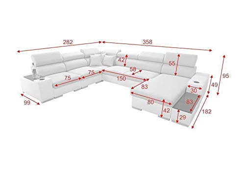 Ecksofa Wohnlandschaft Piano Abstellfläche Polstersofa Couch XXL Sofa Groß 26 (Links)