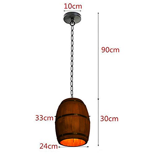 DiLiBee Pendelleuchte Retro Holz Weinfass Hängeleuchte Vintage Decke Anhänger Lampe Einstellbare Kette Industrial Stil Deckenleuchte für Bar Café Küche Restaurant Loft E27