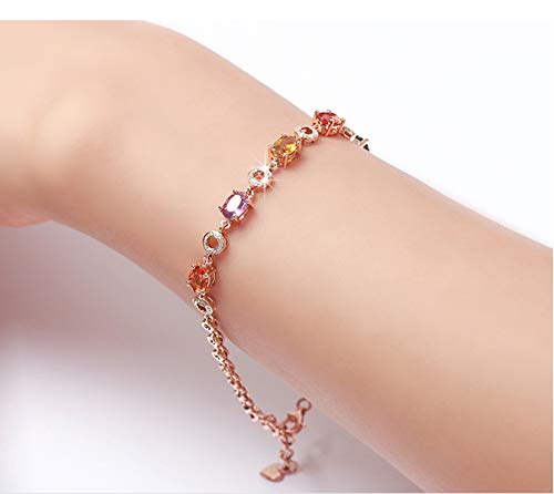 ANAZOZ 18K Rosegold Armband Damen 750, Hohlkreis Ovale Form Herzquaste 2.726ct Saphir Grün-Gelb Charm-Armbänder mit Diamant Schmuck für Frauen Echtschmuck mit Zertifikat