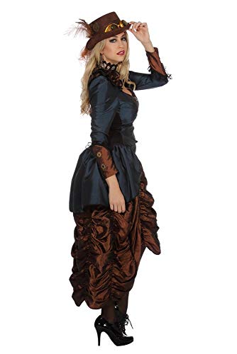 shoperama Steampunk Kleid Braun/Blau Damen-Kostüm Burning Man viktorianisch Industrial Retro-Futurismus hochwertig, Größe:40