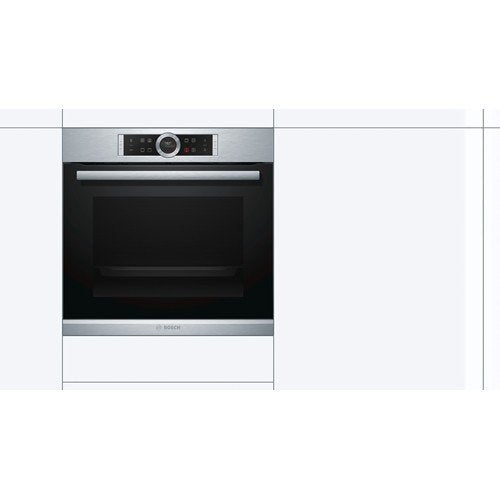 Bosch HBG632TS1 Serie 8 Einbau-Backofen, 60 x 60 cm, Made in Germany, 4D Heißluft Backen auf 4 Ebenen, TFT-Touchdisplay, Schnellaufheizung, SoftClose, SoftOpen, Kindersicherung