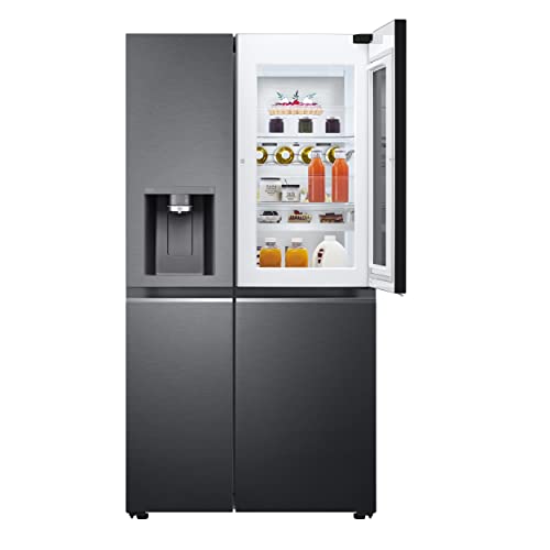 LG Electronics GSXV91MCAF Side-by-Side mit InstaView Door-in-Door | Eis-, Crushed Ice- und Wasserspender | 635 Liter Kapazität | Interner Wassertank 4L | Matt Schwarz Metallic