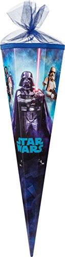 Familando Star Wars Classic Schulranzen-Set 10 TLG. Modell CLOU Ranzen 1. Klasse | Schultasche mit Sporttasche und Schultüte 85cm | Blau | Regenschutz