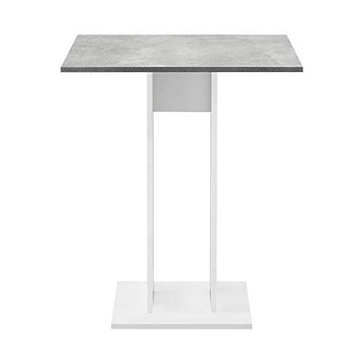 [en.casa] Küchentisch Quadratisch 65 x 65 x 78 cm Säulentisch Esszimmertisch aus Spanplatte Speisetisch Tisch Weiß/Beton-Optik