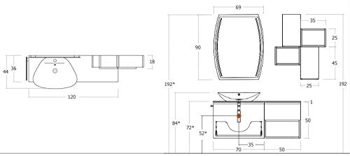 Hängender Badezimmerschrank mit Waschbecken aus lila Kristall, Aufsatzwaschbecken, Spiegel mit LED-Licht wie abgebildet - 100% Made in Italy