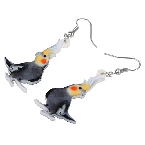 NEWEI Acryl Nymphensittich Papagei Vogel Ohrringe baumeln Tropfen für Frauen Mädchen Damen Mode Vogel Schmuck Geschenke Charme (Grey)