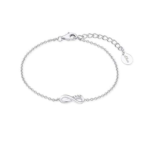 s.Oliver Armband 925 Sterling Silber Damen Armschmuck, mit Zirkonia synth, 16+3 cm, Silber, Infinity, Kommt in Schmuck Geschenk Box, 2017243