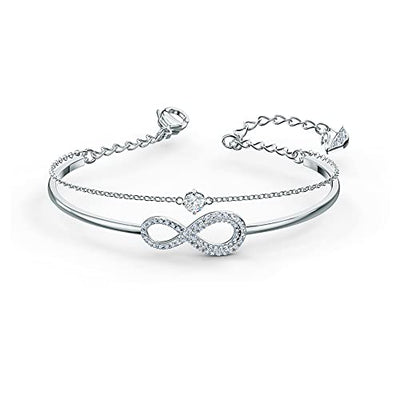 Swarovski Infinity Armreif, Unendlichkeit, Weiss, Rhodiniert