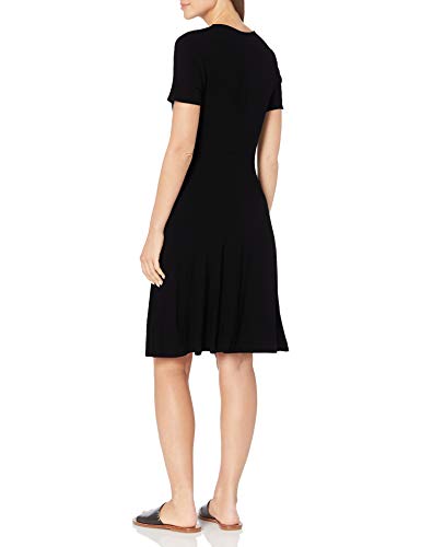 Amazon Essentials Damen Kleid In Wickeloptik mit Kappenärmeln, Schwarz, M