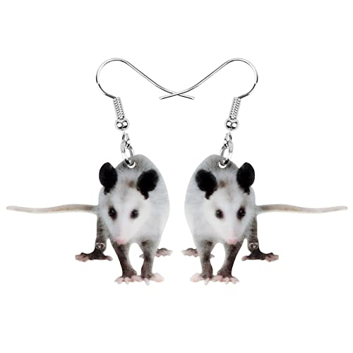 NEWEI Acryl niedlich Opossum Didelphid Ohrringe baumeln Opossum Schmuck für Damen Mädchen Charms Geschenk (Weiß)