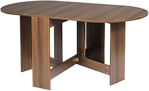 RELAX4LIFE Klapptisch Esstisch, Küchentisch Klappbar, Esszimmertisch 60 kg belastbar, Faltbarer Konsolentisch aus Holz, Kaffeetisch für 6 Personnen, Beistelltisch für Esszimmer & Küche & Büro, braun