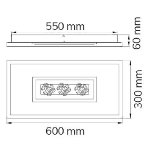 WOFI Deckenleuchte Farida 2-flammig, Rostfarbig, H: 6 cm x B: 30 cm x L: 60 cm