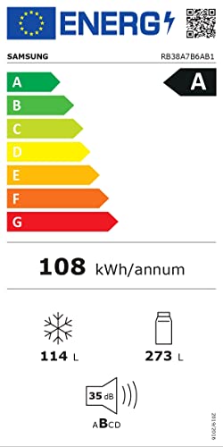 Samsung Elettrodomestici RB38A7B6AB1/EF Kombi-Kühlschrank, Klasse A, mattschwarz