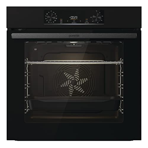 Gorenje BPS 6737 E02B Einbau-Backofen, 77 Liter, Pyrolyse, Heißluft, ExtraSteam, Gentle Close & Open, AirFry, PerfectGrill, PizzaMode 300°C, ChildLock, schwarz