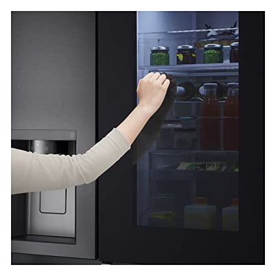 LG Electronics GSXV90MCDE Side-by-Side mit InstaView Door-in-Door | Craft Ice | Eis-, Crushed Ice- und Wasserspender | 635 Liter Kapazität | Festwasseranschluss | Schwarz