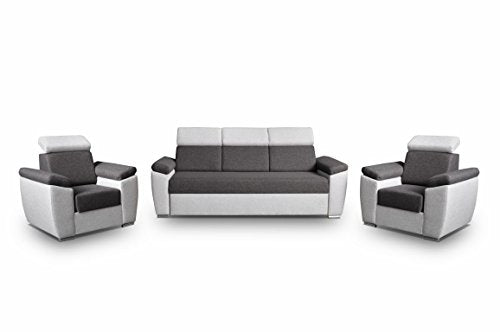 mb-moebel Polstergarnitur Sofa Set 3er & 1er Wohnlandschaft 3-Sitzer und Zwei Sessel Möbel Set - Monza (Grau)