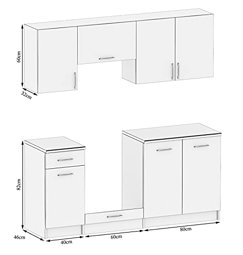 ADHW KÜche KÜchenzeile KÜchenblock Modern 180 cm Einbauküche Dunkel