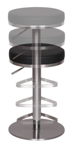 FineBuy Barhocker Schwarz Edelstahl höhenverstellbare Sitzhöhe 57-82 cm | Barstuhl Modern 360° Drehbar | Tresenhocker mit Standfuß | Design Bistrohocker Hoch | Tresenstuhl-Sitz Gepolstert