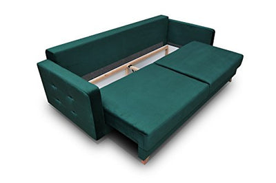 Schlafsofa Kippsofa Sofa mit Schlaffunktion Klappsofa Bettfunktion mit Bettkasten Couchgarnitur Couch Sofagarnitur - Carla (Grau)