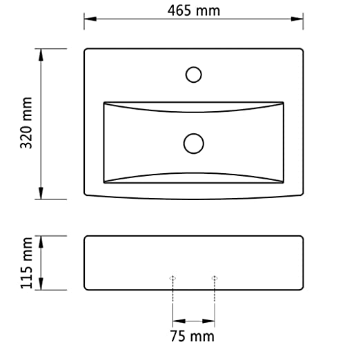 vidaXL Waschbecken Hahnloch Keramik Waschtisch Aufsatzwaschbecken Waschschale