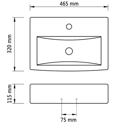 vidaXL Waschbecken Hahnloch Keramik Waschtisch Aufsatzwaschbecken Waschschale