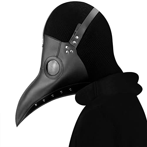 Hearthxy 10 Pcs Arzt Vogel Halloween Deko - Halloween Plague Doctor Black Bird Long Nose Beak Party Supplies | Steampunk-Kostüme aus PU-Leder mit Langer Nase