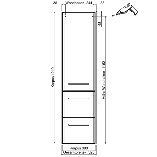 Lomadox Badezimmer Kombination abgerundet in weiß Hochglanz mit Bleuchtung, B/H/T: ca. 237/200/48,5 cm