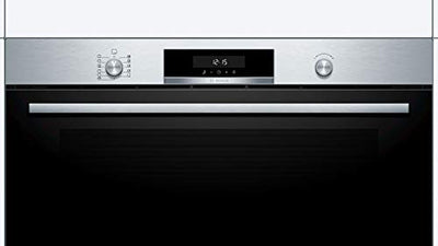 Bosch VBD5780S0 Serie 6 Einbau-Backofen, 60 x 90 cm extra breit, Pyrolyse Selbstreinigung, LCD-Touchdisplay, Versenkknebel, 1-fach ebenunabhängiger Teleskop-Auszug