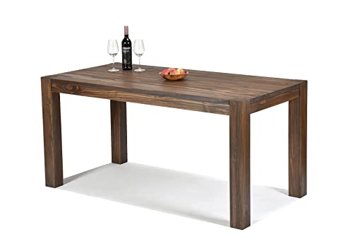 Esstisch 160x80cm Rio Bonito Farbton Cognac braun Pinie Massivholz geölt und gewachst Holz Tisch für Esszimmer Wohnzimmer Küche, Optional: passende Bänke und Ansteckplatten