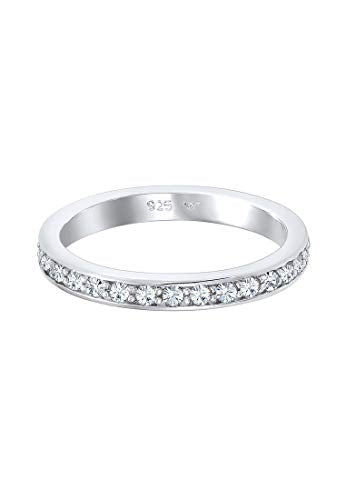 Elli Ring Damen Band Glamourös mit Kristallen in 925 Sterling Silber