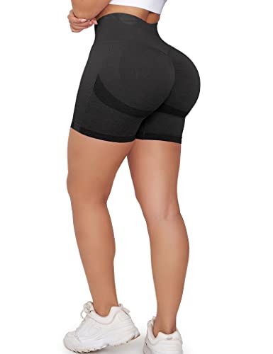 ZAAYO Scrunch Butt Sports Shorts Für Damen Push Up Booty Nahtlos Biker Yoga Fitness Gym Shorts Black L