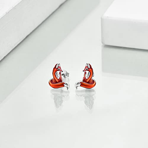 Kitsune Fuchs Ohrringe Sterling Silber niedliche Fuchs Ohrstecker Schmuck Geschenke für Damen Teenager Mädchen