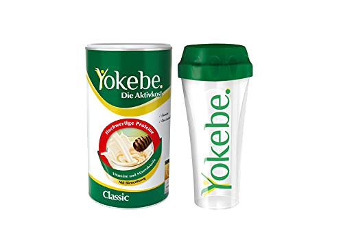 Yokebe Classic Starterpaket inklusive Shaker - Diätshake zum Abnehmen - glutenfrei und vegetarisch - Mahlzeitersatz zur Gewichtsabnahme mit hochwertigen Proteinen- 500g = 12 Portionen