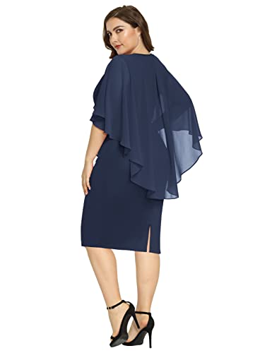 Hanna Nikole Große Größen Ärmelloses Hochzeitskleid Damen Flattering Arbeitskleid Marineblau S