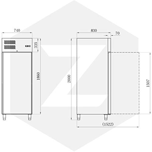 ZORRO - Kühlschrank ZGN 650 TN - Edelstahl - Gastro Kühlschrank mit Volltüre - R600A - Digitales Thermostat