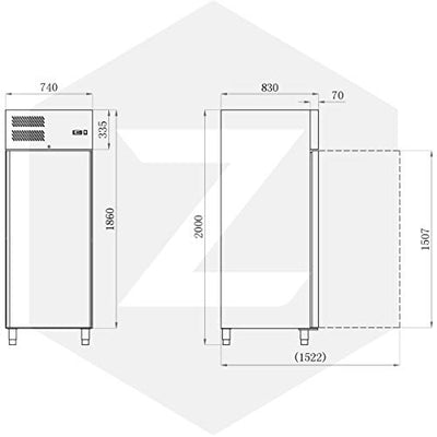 ZORRO - Kühlschrank ZGN 650 TN - Edelstahl - Gastro Kühlschrank mit Volltüre - R600A - Digitales Thermostat