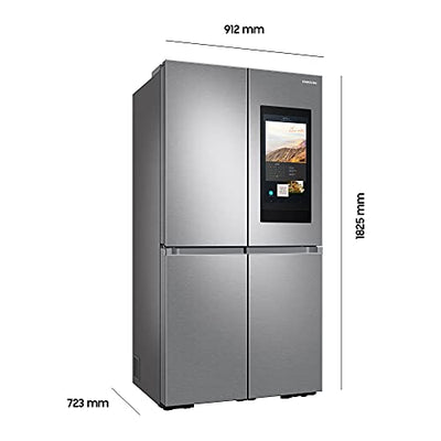 Samsung RF65A977FSR/EF French Door Kühlschrank, 183 cm, 637ℓ, Family Hub, 21,5“ Touchscreen & Lautsprecher, Innenliegendes Beverage Center mit Dual Water Dispenser und Dual Ice Maker, Edelstahl