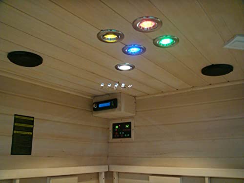 DEKO VERTRIEB BAYERN XXL Luxus LED Infrarotsauna 150x150x190cm Infrarotkabine Wärmekabine Infrarot Sauna + Bluetooth-fähiges Soundsystem Modell 2022 8 hochwertige Premium Keramikstrahler