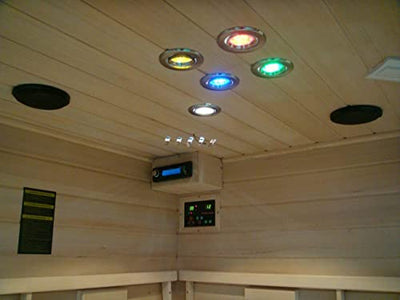 DEKO VERTRIEB BAYERN XXL Luxus LED Infrarotsauna 150x150x190cm Infrarotkabine Wärmekabine Infrarot Sauna + Bluetooth-fähiges Soundsystem Modell 2022 8 hochwertige Premium Keramikstrahler